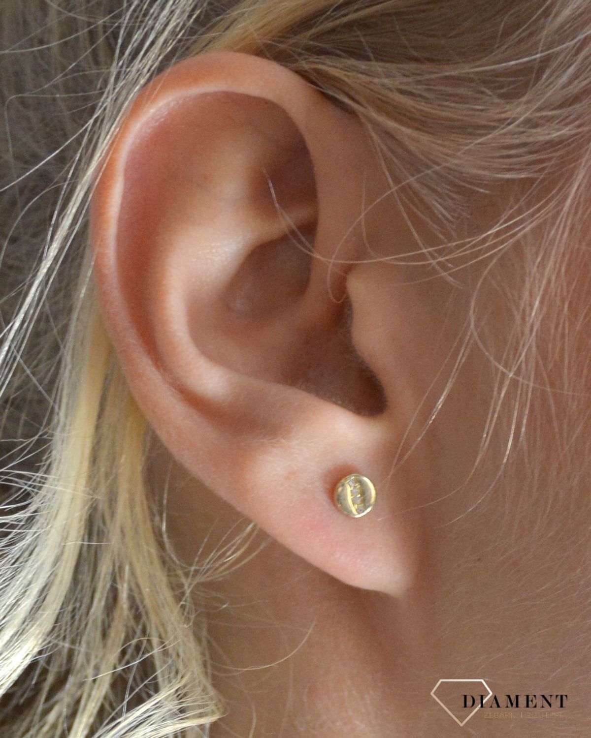 Złote kolczyki 585 kółka z cyrkonią KL 7493.jpg